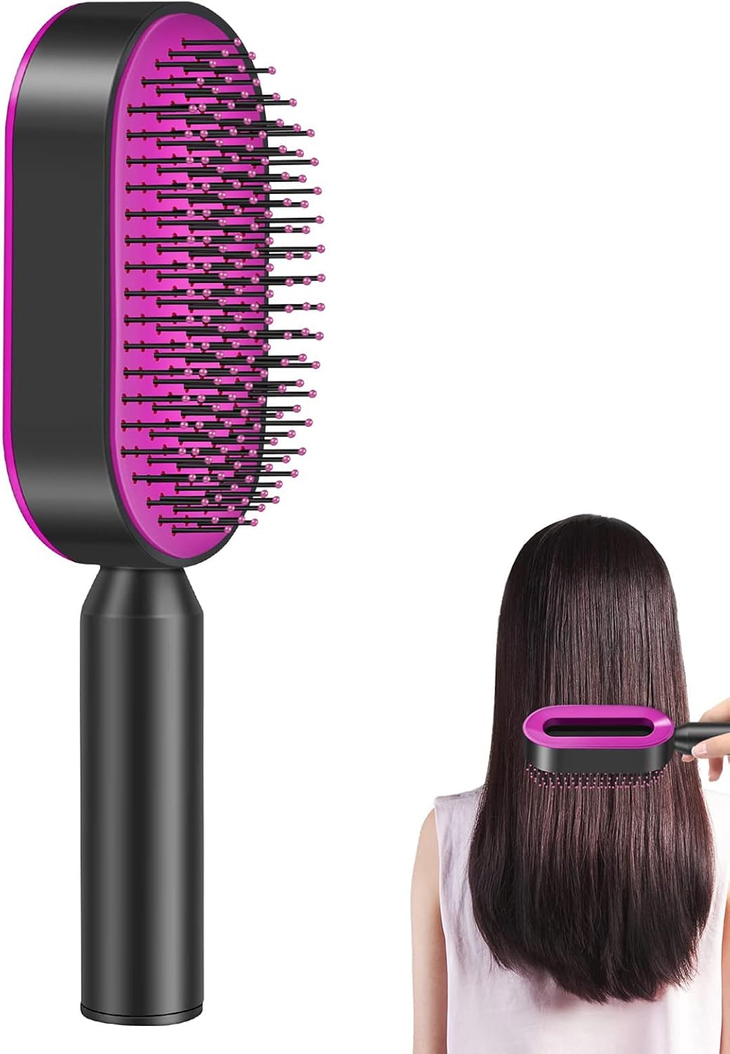 Brosse à cheveux autonettoyante : l'alliée parfaite pour femmes aux cheveux longs Démêlez facilement vos cheveux emmêlés grâce à cette brosse innovante avec broches démêlantes et coussin d'air 3D