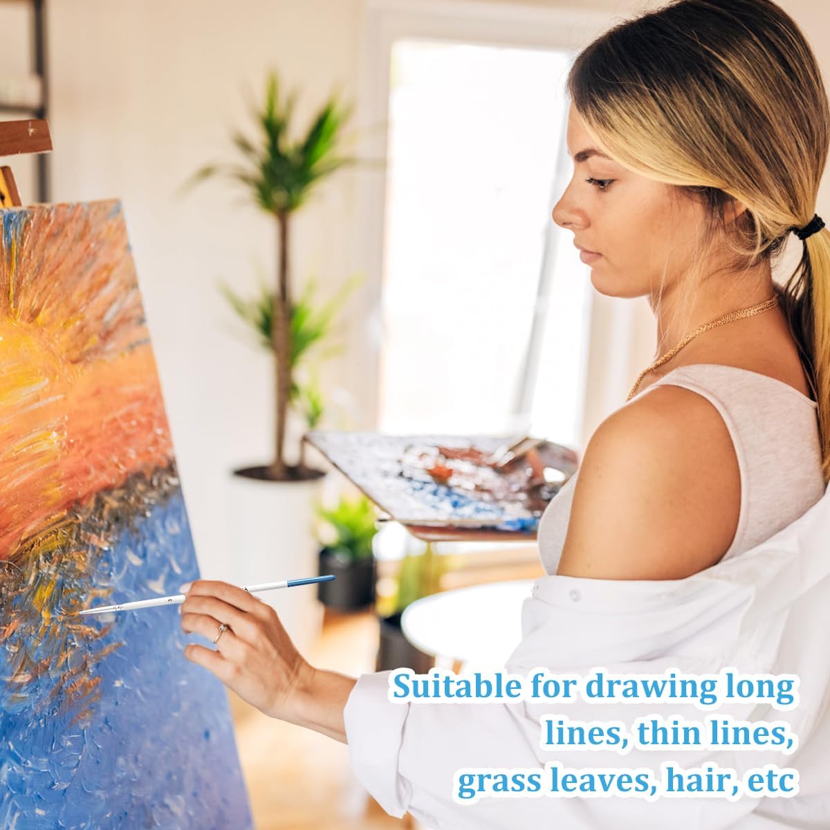 Pinceaux Rigger : set de 6 pinceaux pour artistes souhaitant peindre des lignes fines et longues Idéal pour acrylique, huile, aquarelle et décoration d'ongles, pour un détail exceptionnel dans vos créations – Image 4