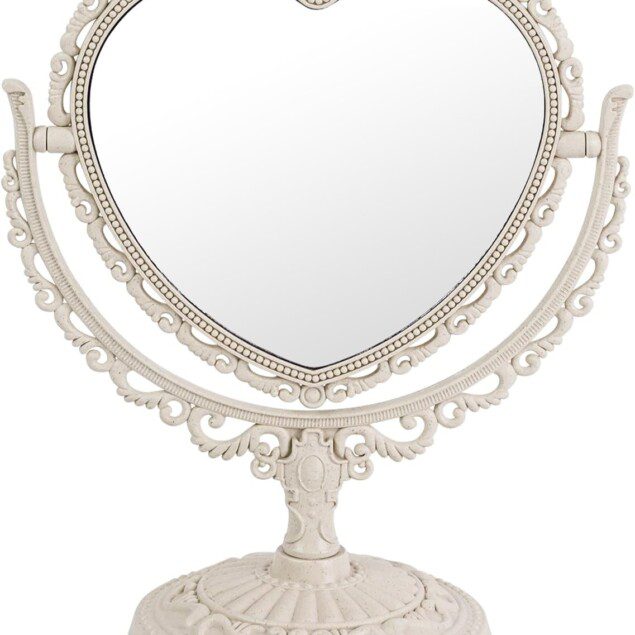 Miroir vintage en forme de cœur : l'élégance parfaite pour votre bureau et votre chambre coquette