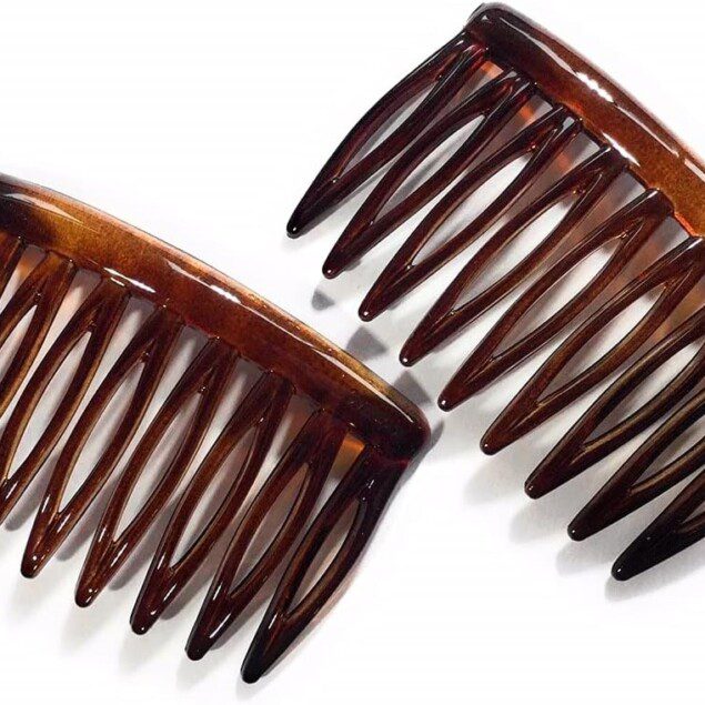 Mini peignes à dents fendues marron havane : lot de 2 pour un coiffage élégant et pratique