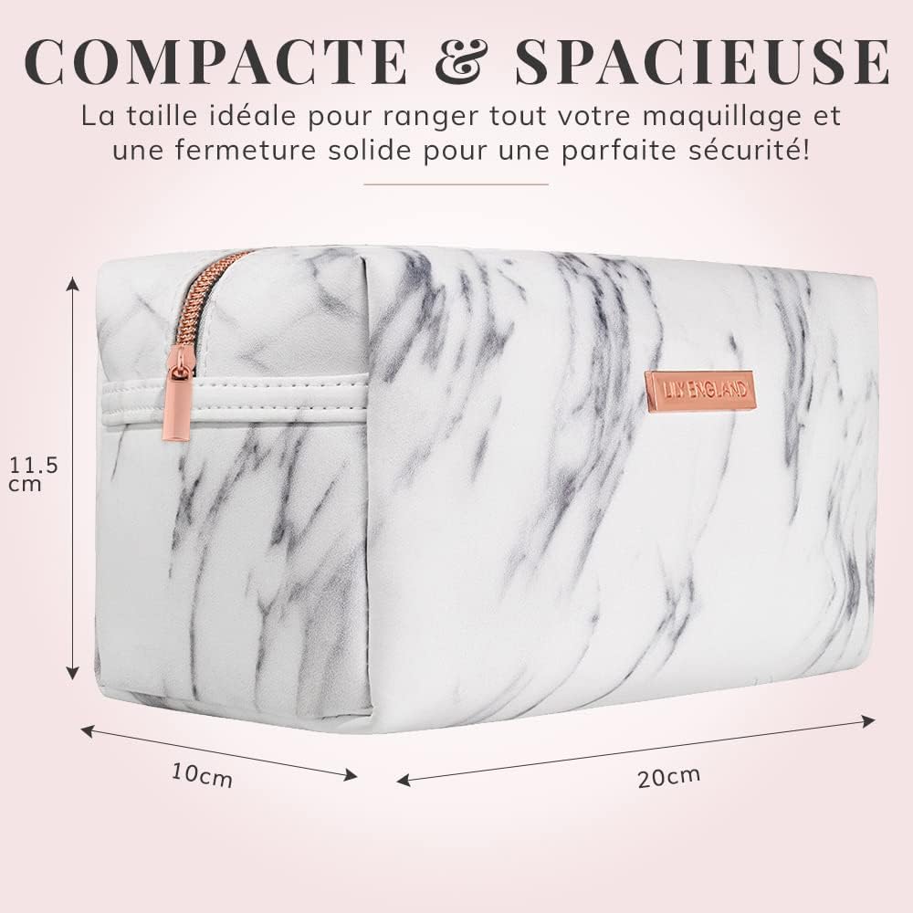 Trousse à maquillage en marbre : élégante petite pochette de rangement cosmétique pour femmes en voyage – Image 3