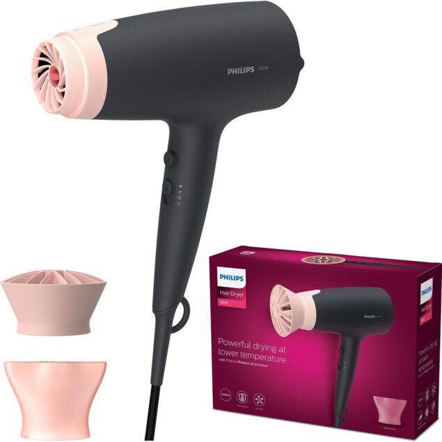 Sèche-cheveux puissant pour un coiffage rapide : 6 combinaisons de vitesse et fonction ionique   Découvrez le sèche-cheveux Philips Series 3000, idéal pour un soin optimal et un résultat professionnel à la maison