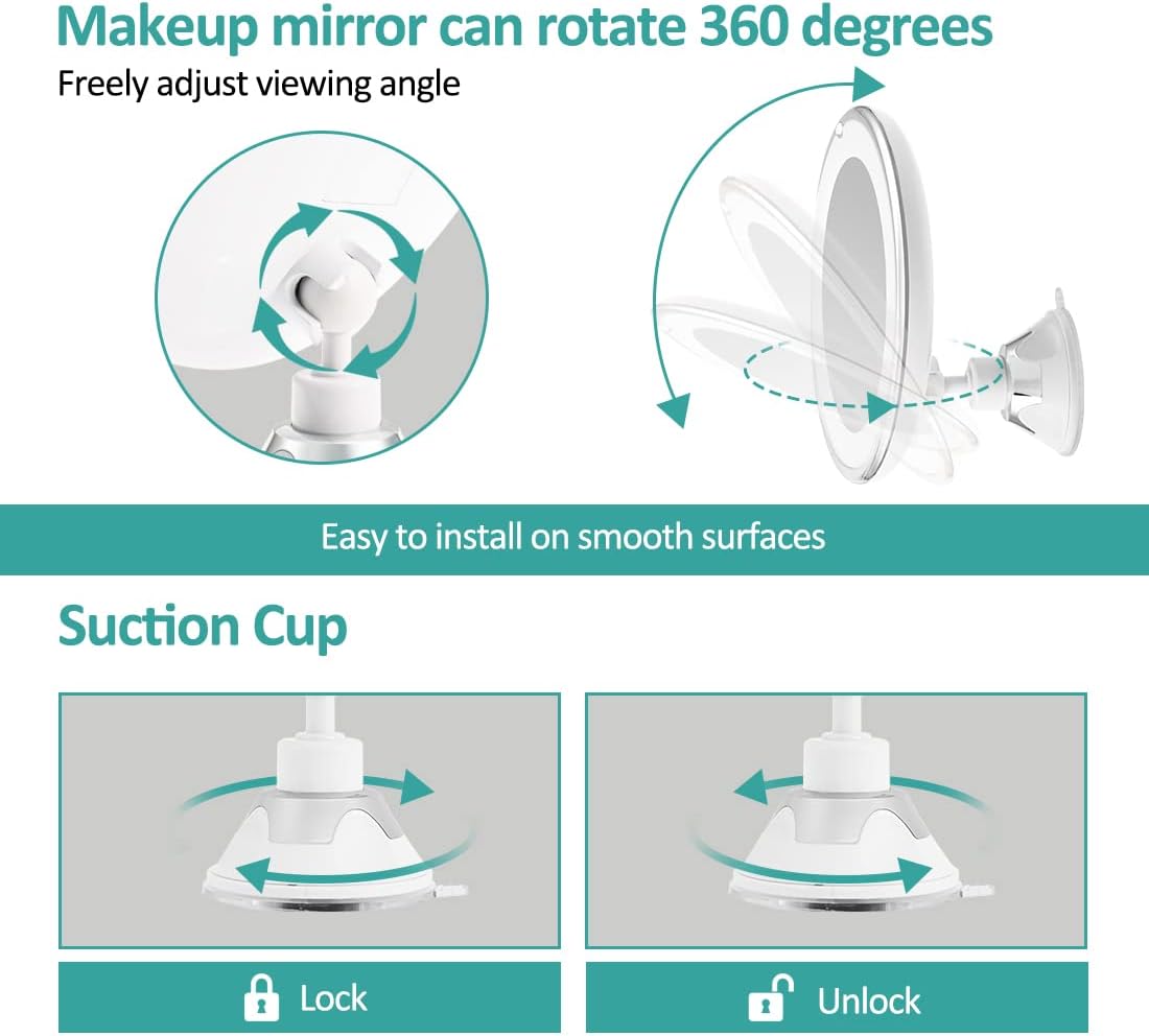 Miroir de rasage grossissant x 5 avec lumière : l'allié idéal pour les voyageurs soucieux de leur look – Image 4
