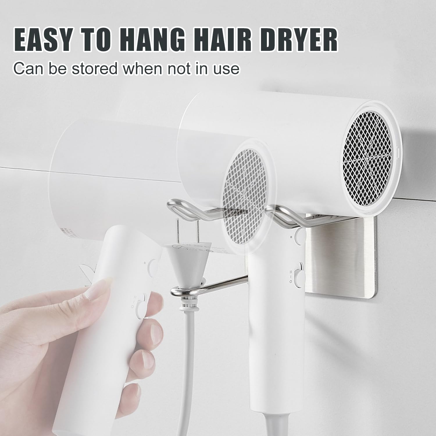 Support sèche cheveux mural sans perçage : pratique et élégant pour salle de bain et hôtel – Image 3