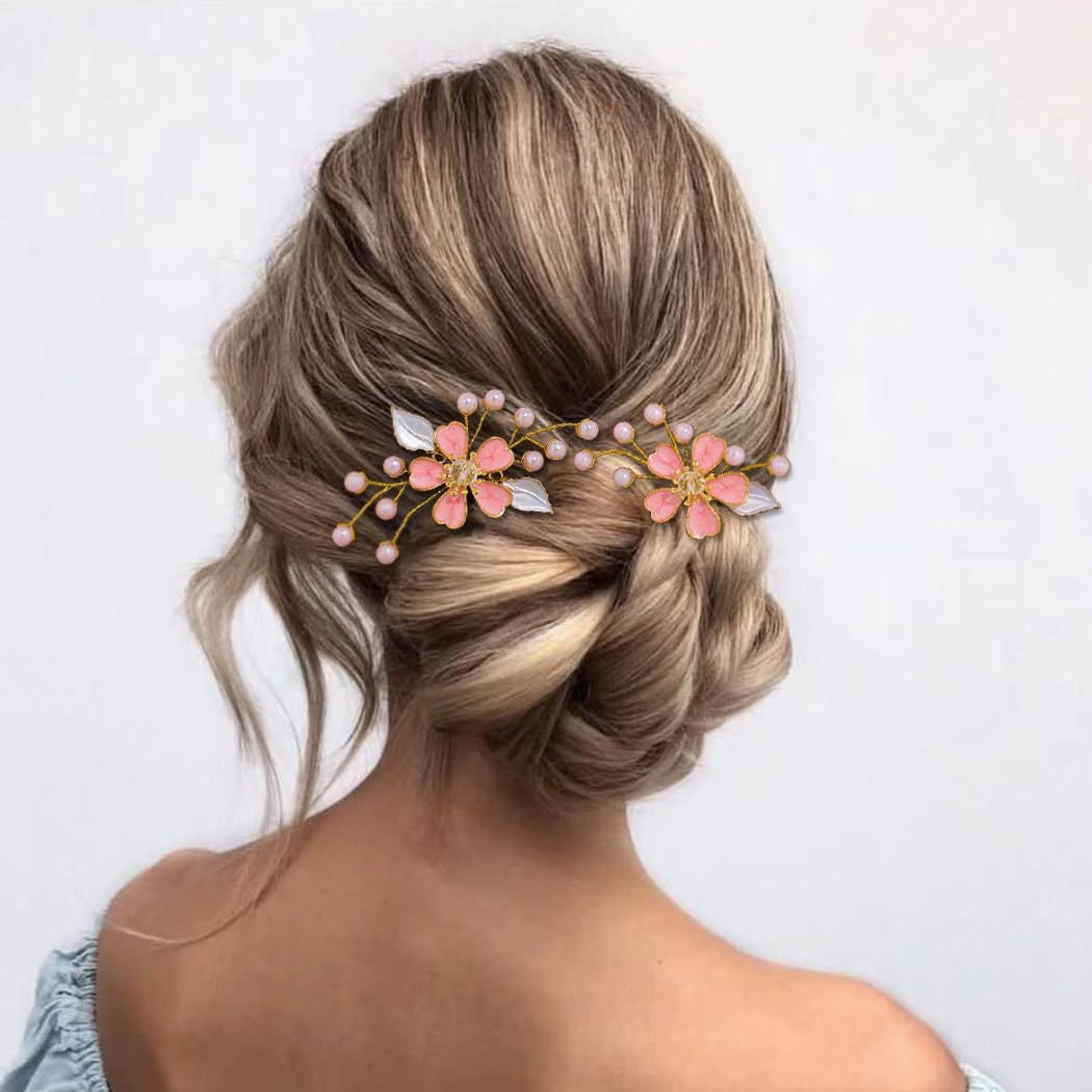 Épingles à cheveux en rose et perle : accessoires élégants pour mariées et demoiselles d’honneur – Image 6