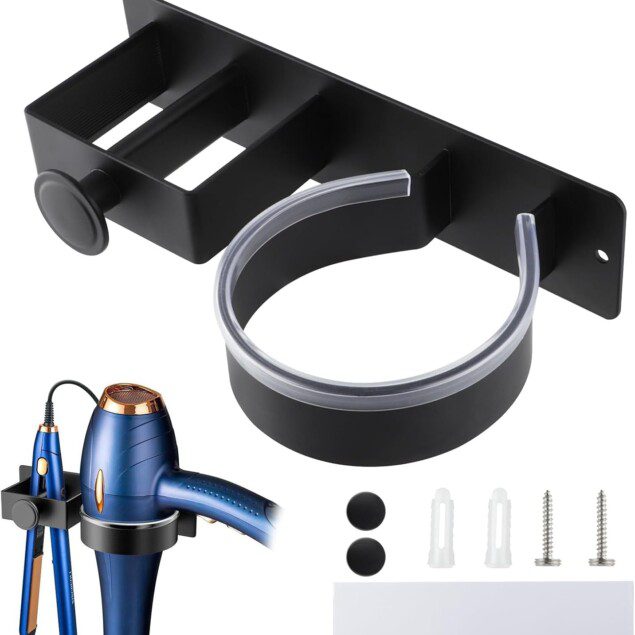 Support de sèche-cheveux mural sans perçage : idéal pour les salons de coiffure et salles de bain modernes