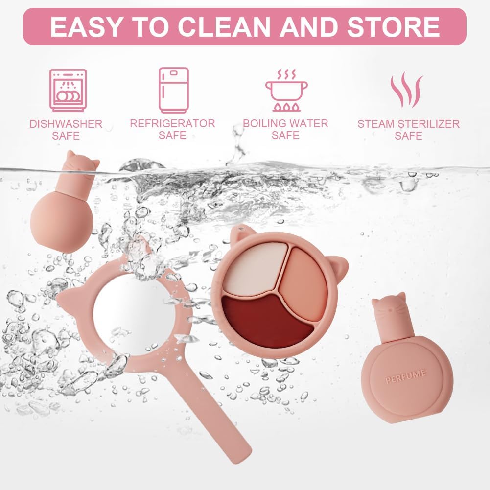 Jouets de maquillage en silicone : un ensemble royal pour les petites princesses en herbe Offrez à votre fille un moment ludique et créatif avec cet ensemble de maquillage, idéal pour les anniversaires et Noël – Image 3