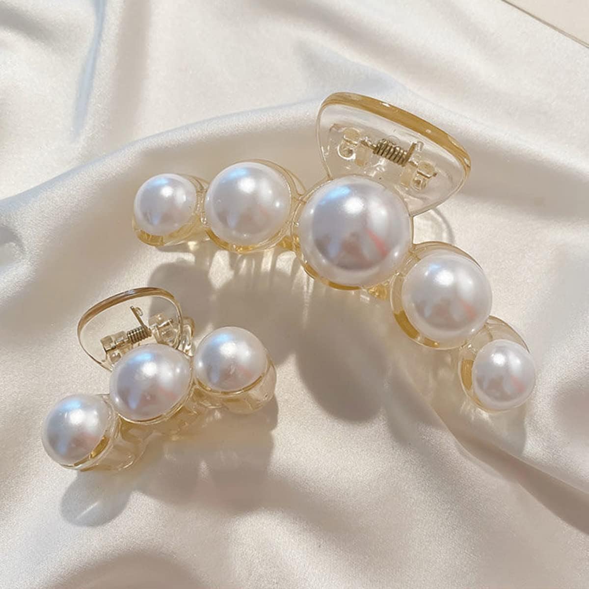 Lot de 4 grandes pinces à cheveux avec perles : élégance pour femmes et filles lors des fêtes et mariages – Image 9
