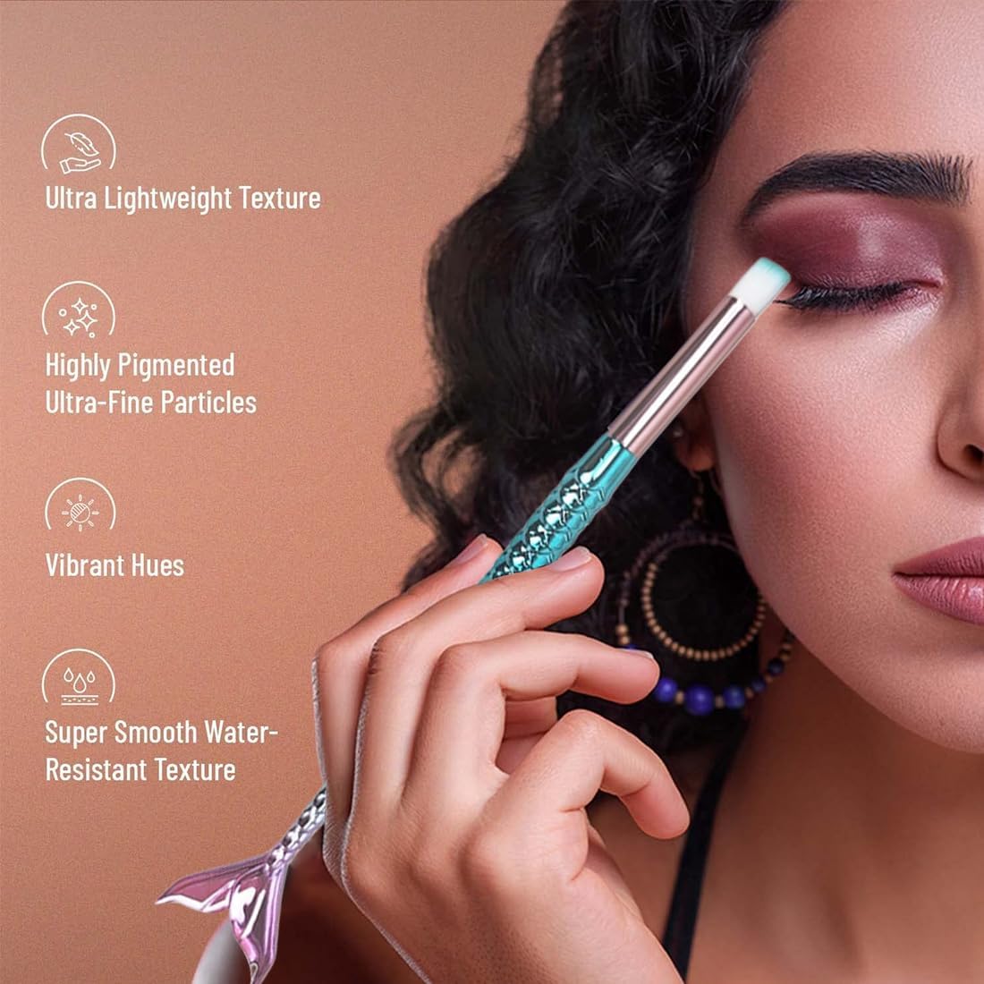 Lot de 10 pinceaux de maquillage sirène : l'outil idéal pour femmes soucieuses de leur beauté – Image 6