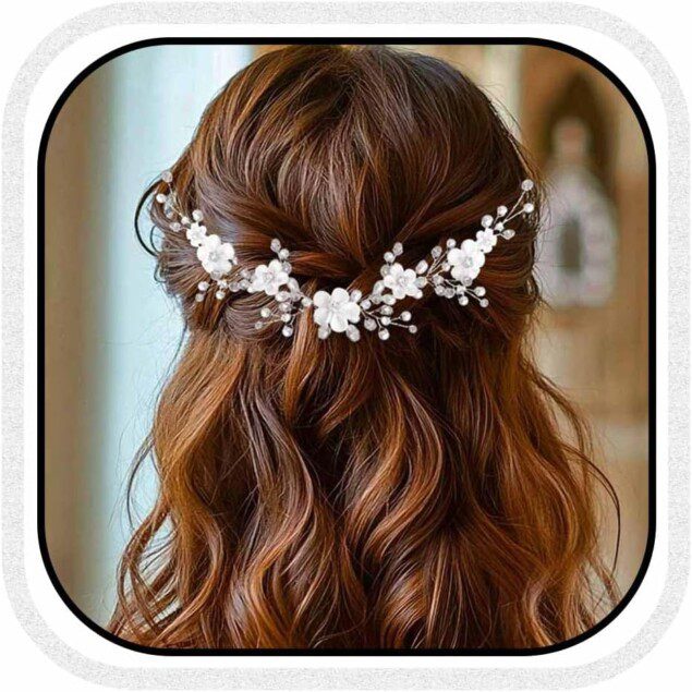 Accessoires de cheveux pour mariée : bandeau en cristal argenté avec fleurs de vigne pour sublimer votre coiffure de mariage