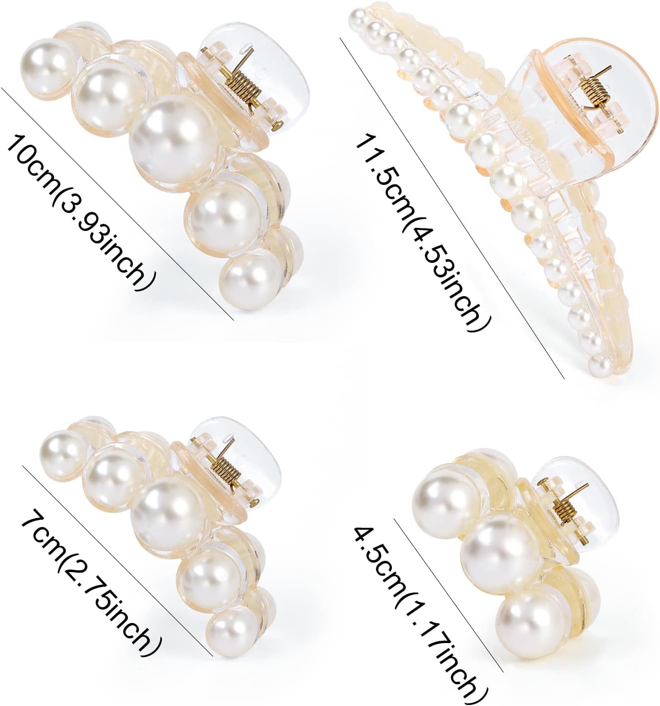 Lot de 4 grandes pinces à cheveux avec perles : élégance pour femmes et filles lors des fêtes et mariages – Image 2