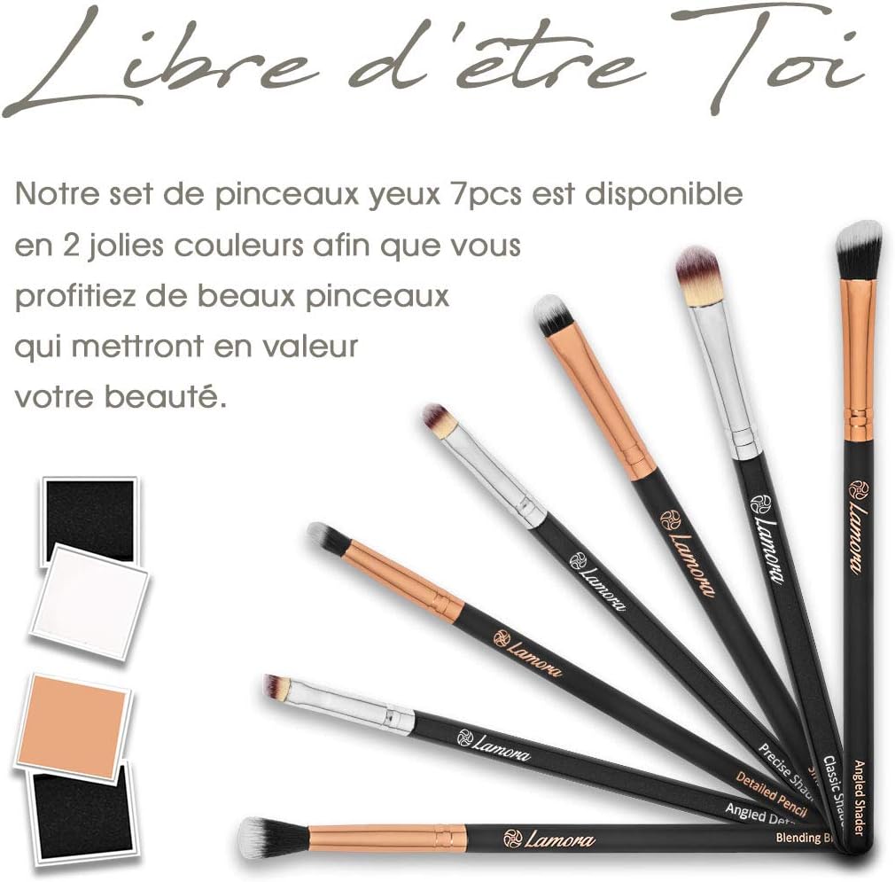 Set de pinceaux de maquillage pour les yeux : maîtrisez l'art du fard à paupières et de l'eyeliner avec ce kit essentiel de 7 pièces aux poils soyeux – Image 8