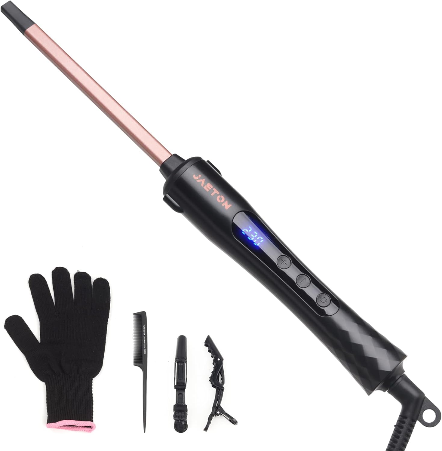 Fer à friser fin 9 mm : créez des boucles serrées et durables pour cheveux longs et courts Profitez d'un coiffage rapide avec écran LCD et chauffe en 30 secondes