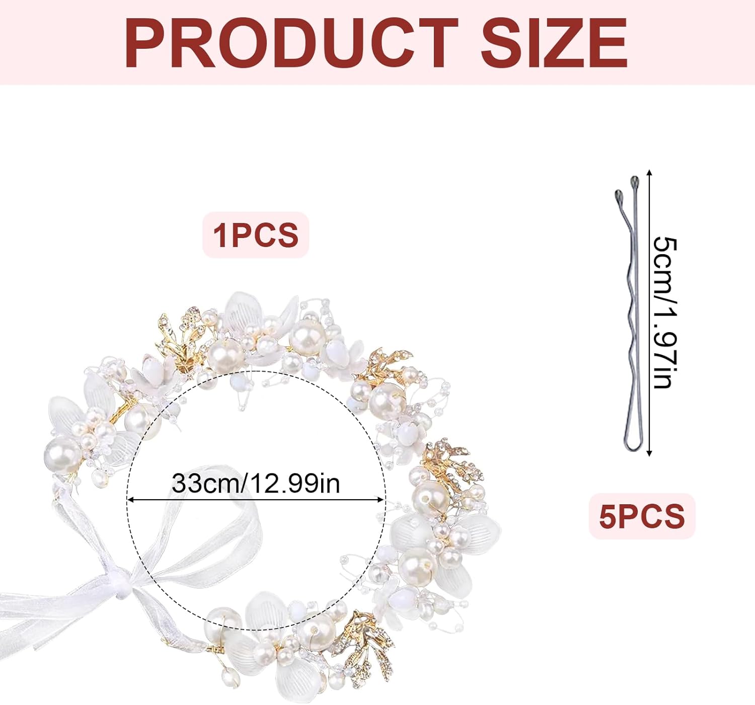 Couronne de fleurs blanche et pinces à cheveux : l'accessoire parfait pour les petites filles lors des mariages et des fêtes – Image 2