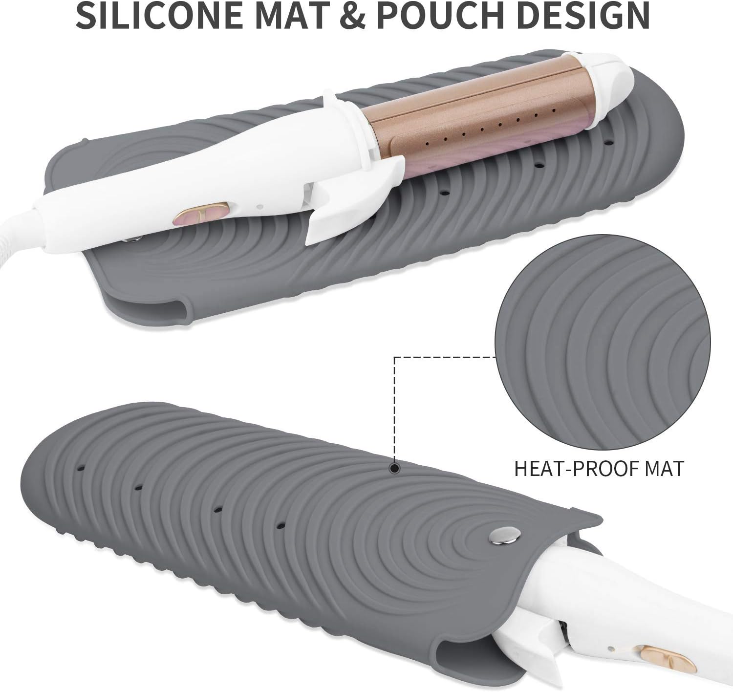 Sac à lisser gris : support de tapis résistant à la chaleur pour coiffeurs professionnels – Image 2