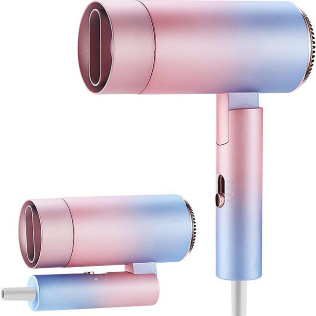 Sèche-cheveux pliable 1500W : l’accessoire idéal pour les voyages et la maison Profitez de coiffures impeccables avec ce sèche-cheveux léger et portable, doté de 3 modes réglables