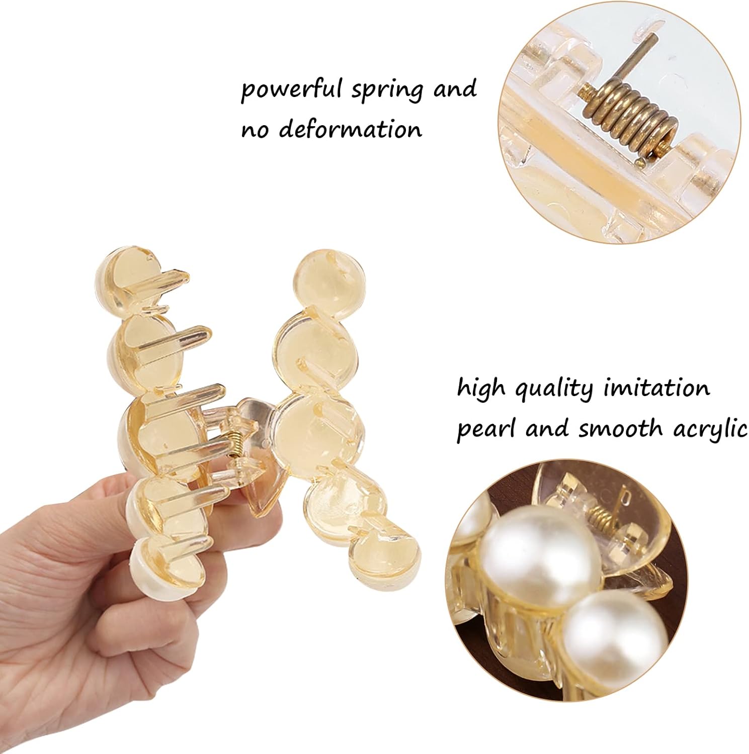 Lot de 4 grandes pinces à cheveux avec perles : élégance pour femmes et filles lors des fêtes et mariages – Image 5