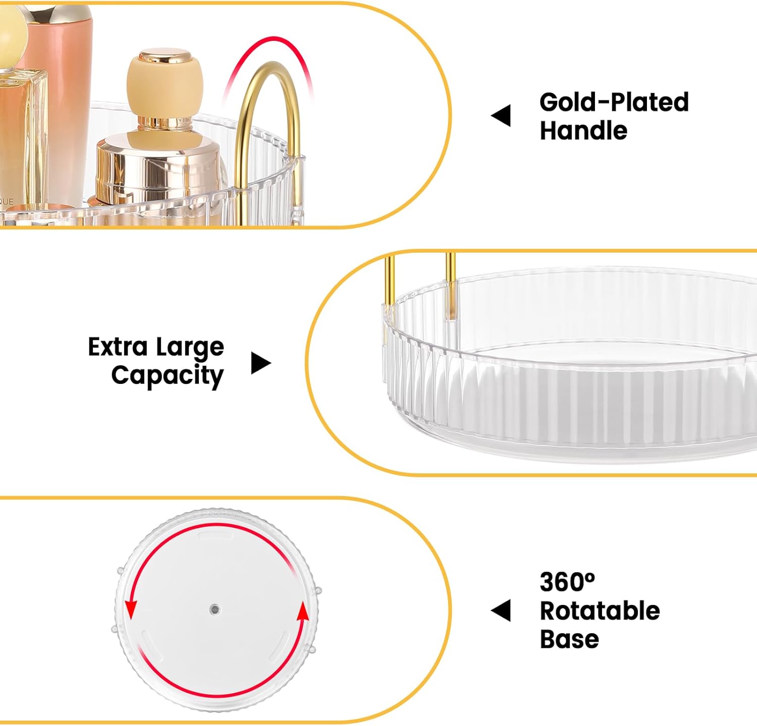 Organisateur de maquillage rotatif 360° : le rangement parfait pour votre coiffeuse et salle de bain – Image 4
