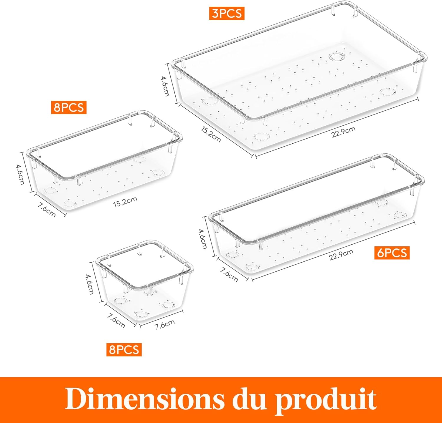 Organisateurs de tiroirs transparents : le rangement idéal pour papeterie, maquillage et bijoux Pratiques et élégants, ces diviseurs de tiroir pour la cuisine, la chambre, la salle de bain et le bureau simplifient votre quotidien – Image 2