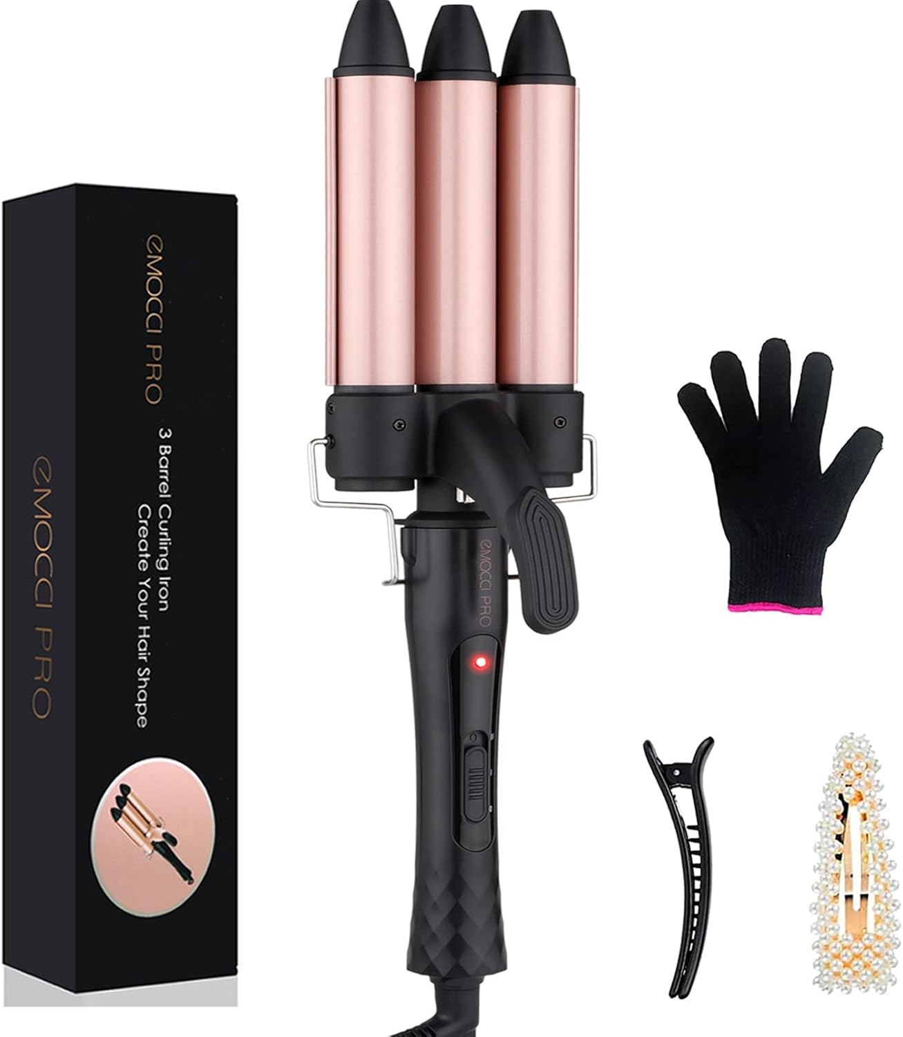 Fer à boucler céramique 25mm : pour des coiffures ondulées et frisées éclatantes Découvrez notre curleur à 3 têtes, idéal pour les cheveux longs et courts