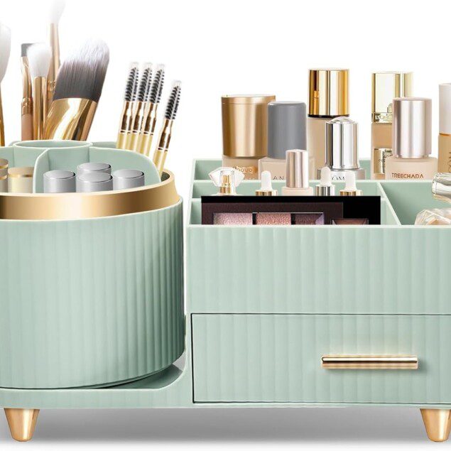 Organisateur de Maquillage Rotatif 360° en Vert