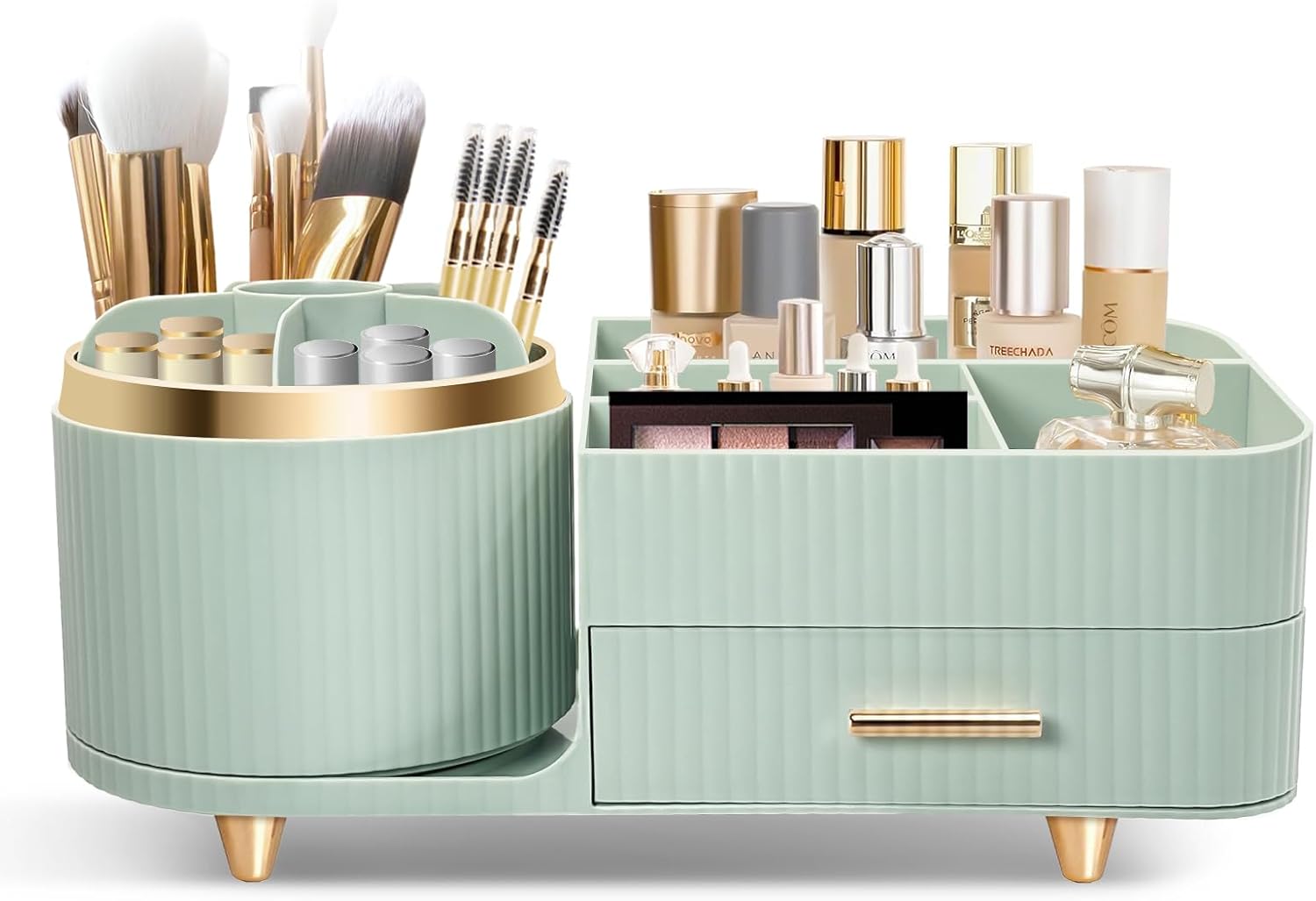 Organisateur de Maquillage Rotatif 360° en Vert