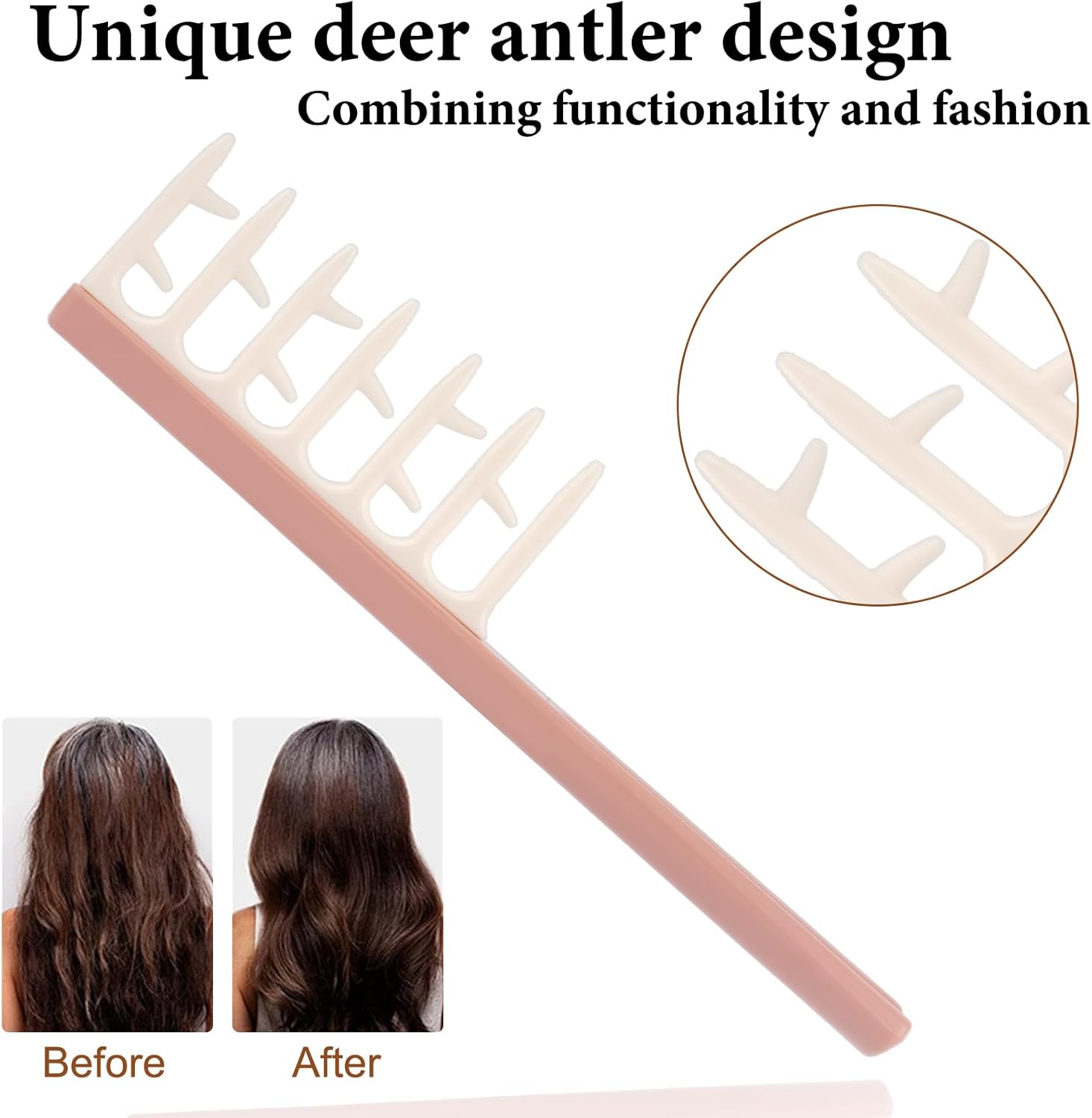 Peigne à dents larges en bois de cerf : l'outil idéal pour hommes et femmes souhaitant sublimer leurs cheveux bouclés à domicile – Image 3