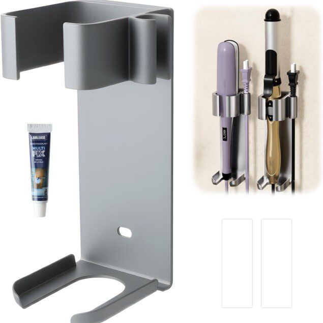 Support séchoir cheveux sans perçage : l'accessoire mural en acier inoxydable pour salle de bain et table de toilette