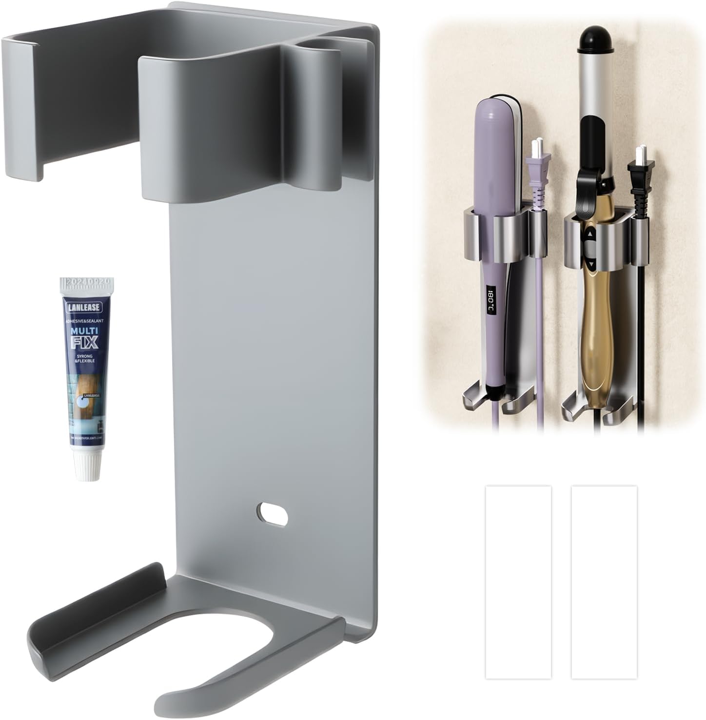 Support séchoir cheveux sans perçage : l'accessoire mural en acier inoxydable pour salle de bain et table de toilette