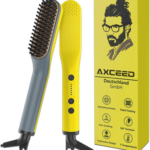 Lisseur de barbe et cheveux homme : brosse lissante multifonction 2 en 1 pour un coiffage rapide et impeccable