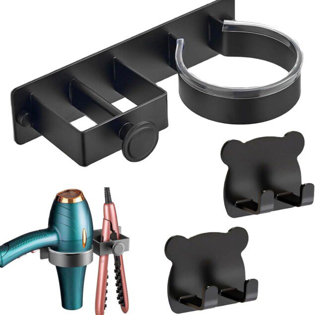 Porte sèche-cheveux mural : support élégant pour un rangement facile et sans perçage pour votre salle de bain