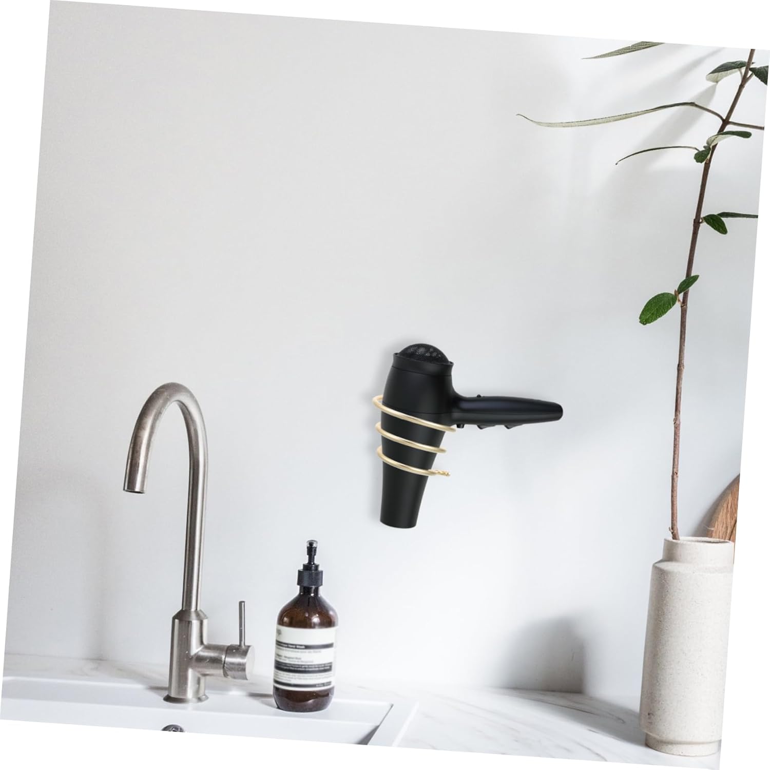 Porte-sèche-cheveux mural en aluminium : un support pratique et élégant pour salle de bain et salon – Image 5