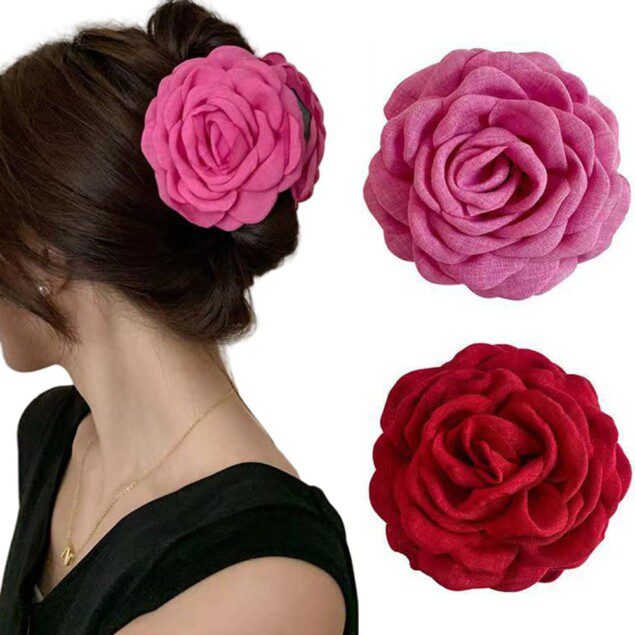 Pince à cheveux : accessoire élégant pour femmes et filles avec maintien fort   Découvrez nos pinces griffes colorées en forme de fleur, idéales pour un look chic et antidérapant