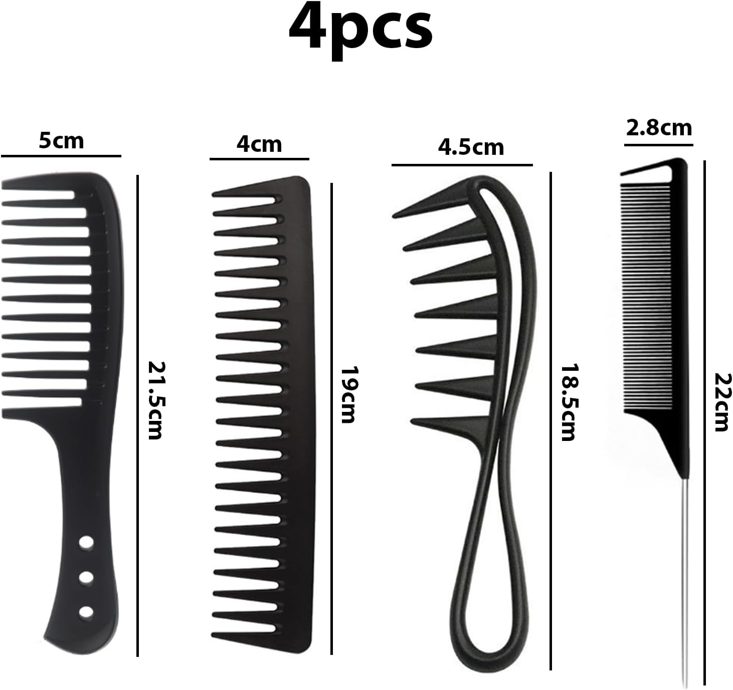 Peigne cheveux bouclés : ensemble de 4 pièces pour tous types de cheveux, antistatique et élégant pour femmes et hommes – Image 2