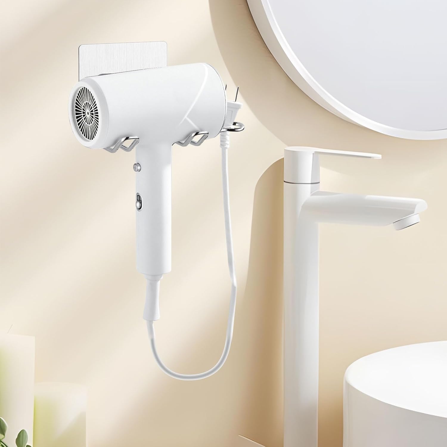 Support mural pour sèche-cheveux en acier inoxydable : pratique et élégant pour chambre à coucher et salle de bain – Image 7