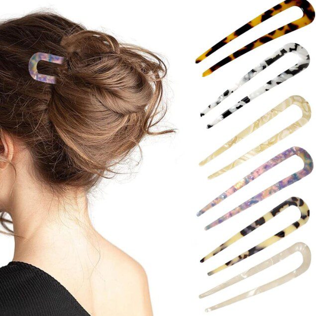 Épingles à cheveux U : 6 pièces élégantes en cellulose écaille de tortue pour un chignon sophistiqué lors de votre mariage