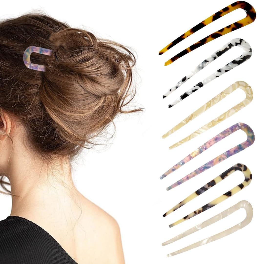 Épingles à cheveux U : 6 pièces élégantes en cellulose écaille de tortue pour un chignon sophistiqué lors de votre mariage