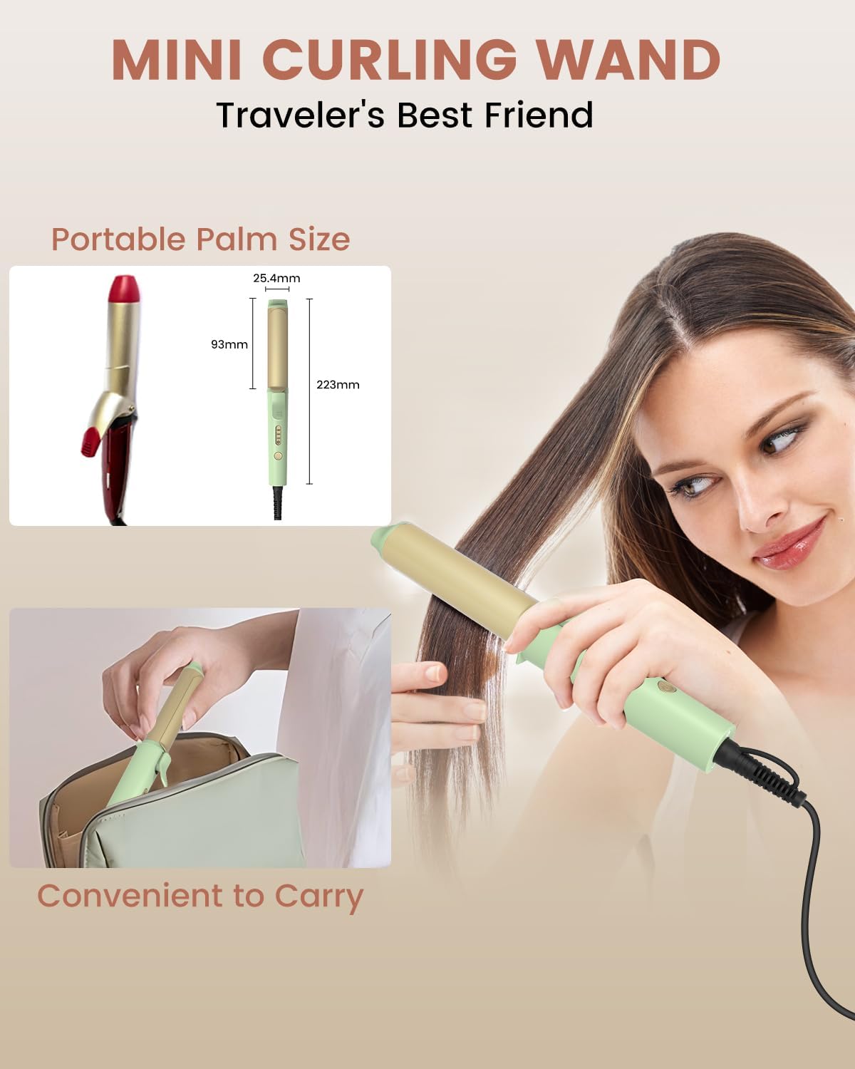 Boucleur à cheveux 25 mm : mini fer à boucler idéal pour cheveux courts et moyens avec 3 températures réglables – Image 5