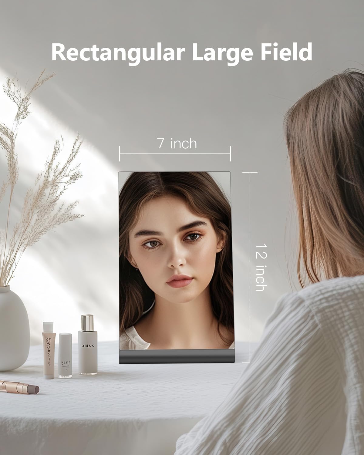 Miroir de maquillage rectangulaire sur pied : l’élégance pour votre bureau ou salle de bain – Image 2
