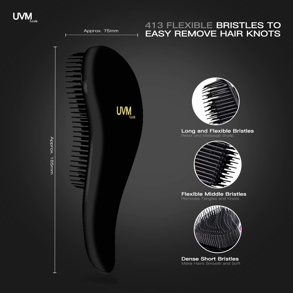 Brosse à cheveux démêlante : l'outil parfait pour femmes, filles et enfants Faites glisser facilement la brosse sur tous types de cheveux mouillés, fins, bouclés, épais et afro – Image 3