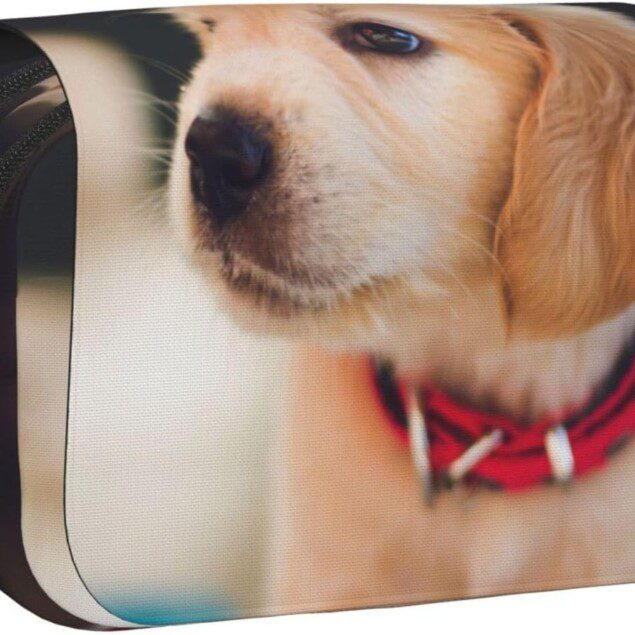 Sac à stylos double couche imprimé chien : trousse élégante et pratique pour garçons, filles et adultes