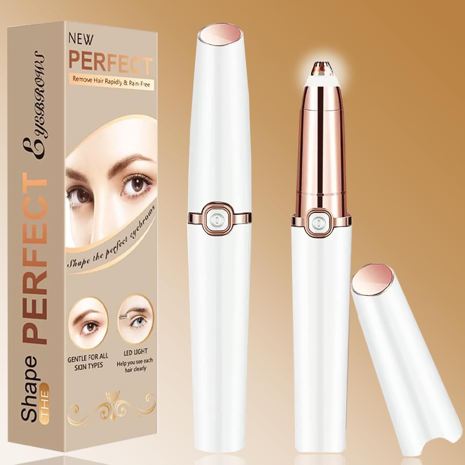 Épilateur à sourcils : épilation améliorée et sans douleur pour homme et femme  Tondeuse personnelle élégante pour lèvres supérieures, nez, sourcils, bras et jambes