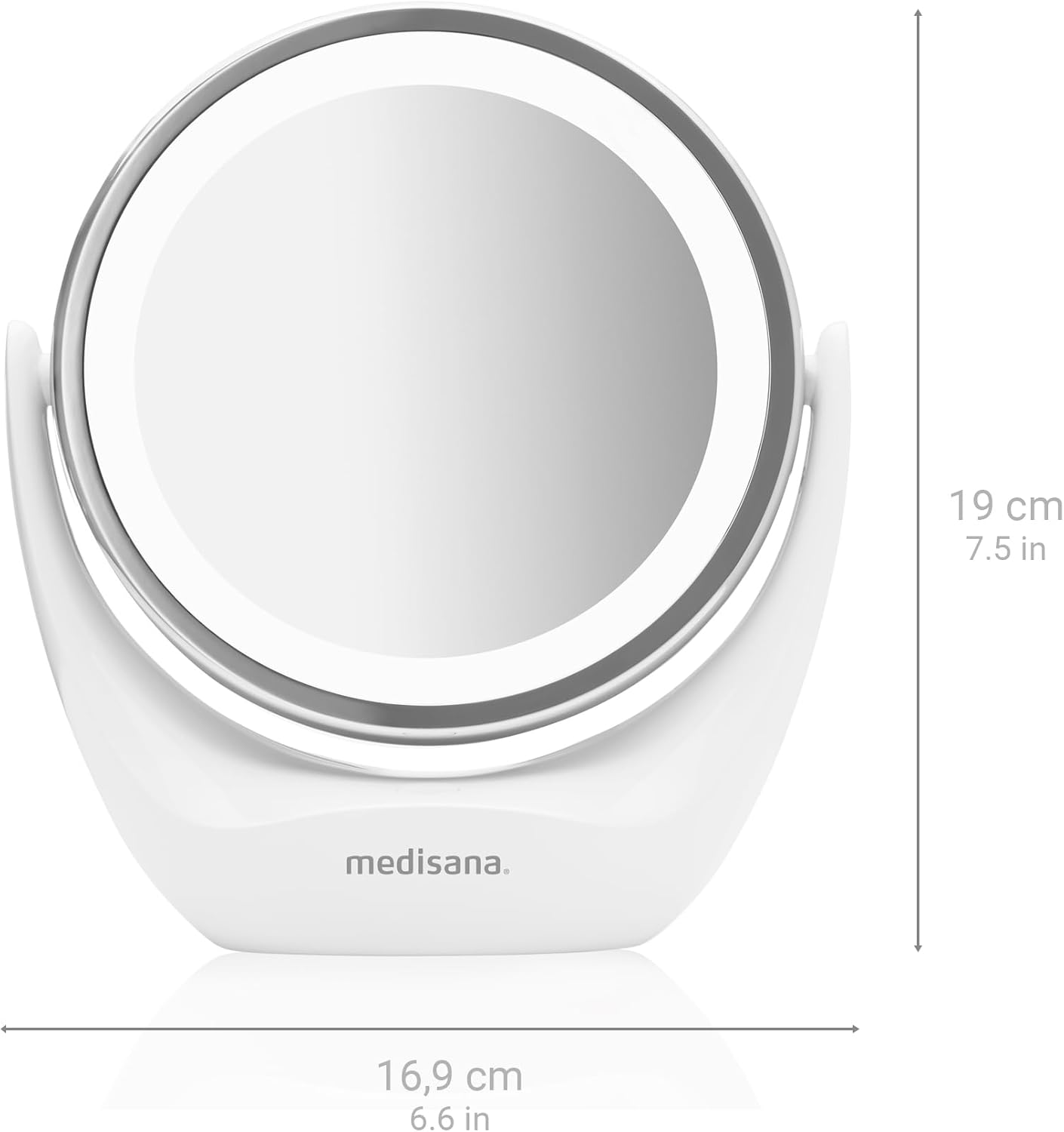 Mirroir cosmétique avec éclairage LED : l’accessoire idéal pour un maquillage parfait Découvrez le miroir de table double face agrandi 5x, pivotant à 360 degrés, pour un résultat impeccable à chaque fois ! – Image 2