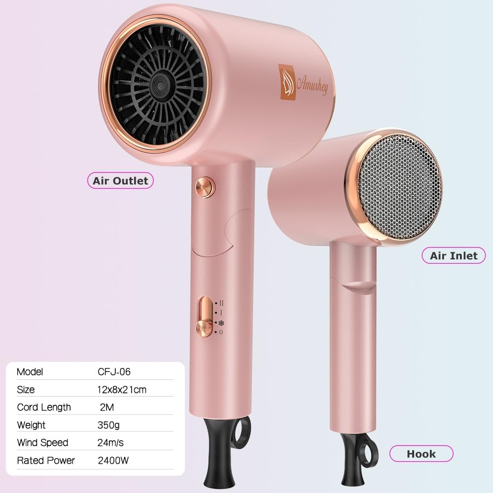 Sèche-cheveux ionique 2400W : l'outil de coiffure léger et pliable pour un séchage rapide et efficace – Image 7