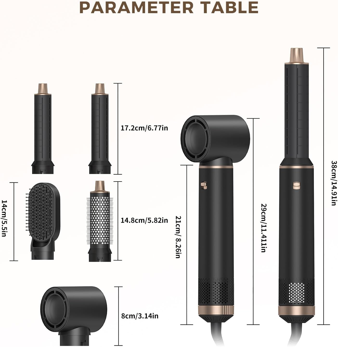 Sèche-cheveux 5 en 1 : la brosse soufflante idéale pour cheveux bouclés et lissés Transformez votre coiffure avec notre air styler multifonction à 5 têtes interchangeables – Image 6