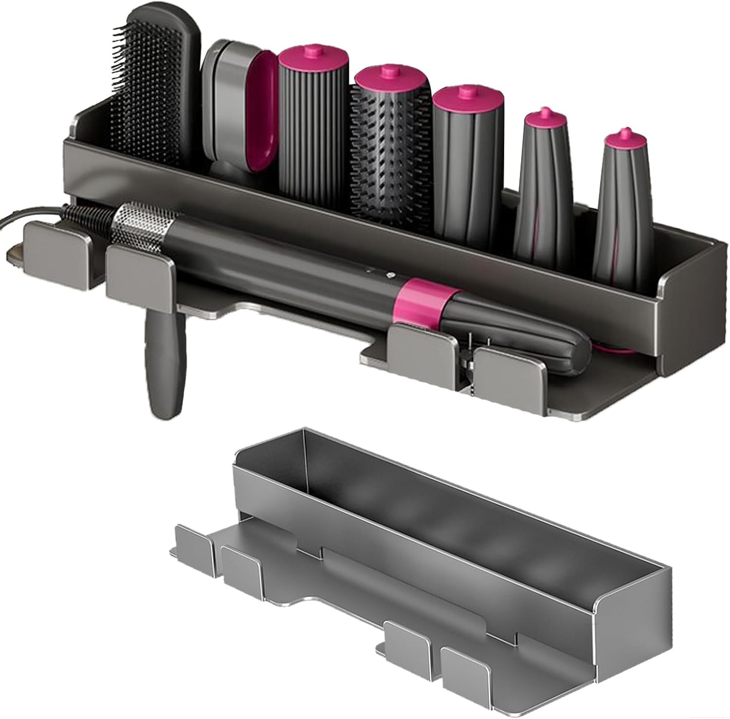 Support mural sans perçage pour sèche-cheveux 7 en 1 : l'accessoire idéal pour la salle de bain
Optimisez votre espace avec ce support polyvalent pour fer à friser et fer à lisser DysonAirwrap en gris