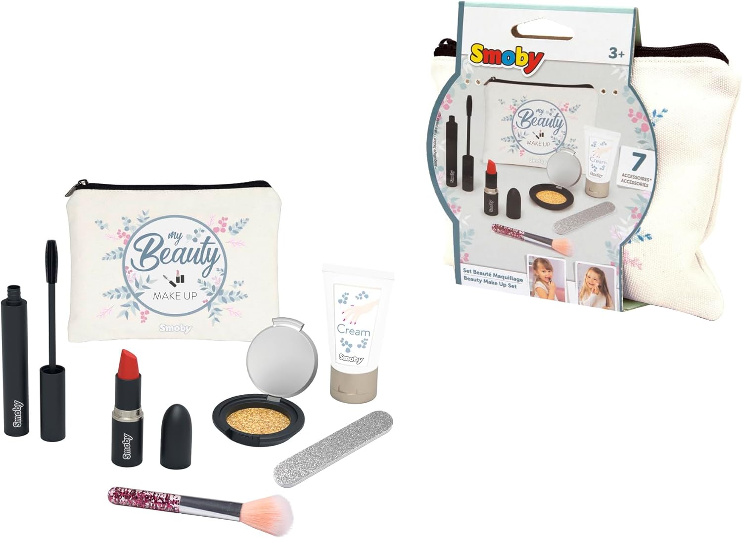 Set beauté pour enfants : trousse de maquillage avec 6 accessoires factices pour développer leur créativité