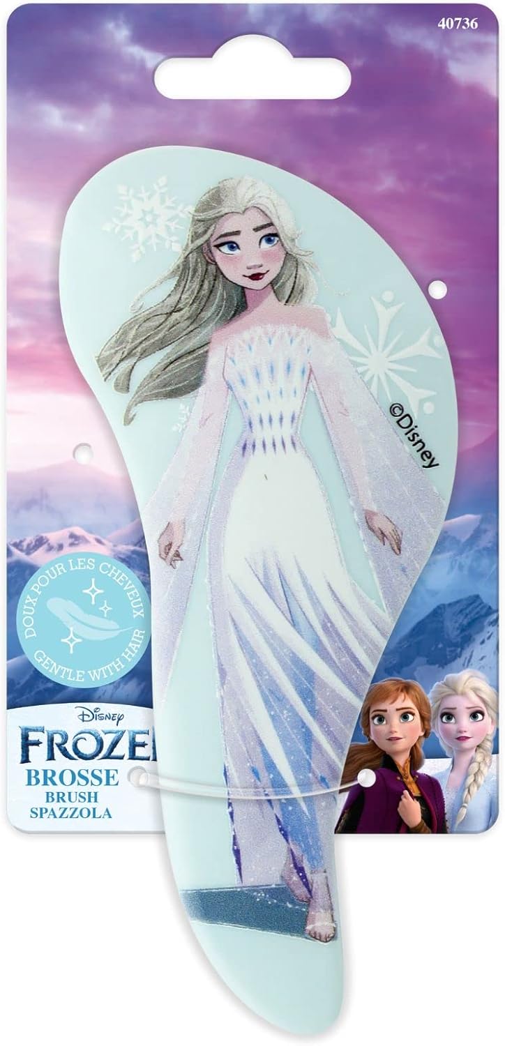Brosse démêlante compacte Elsa : le soin des cheveux pour les fans de Disney Démêlage rapide et sans douleur avec picots flexibles, idéale pour les enfants – Image 3