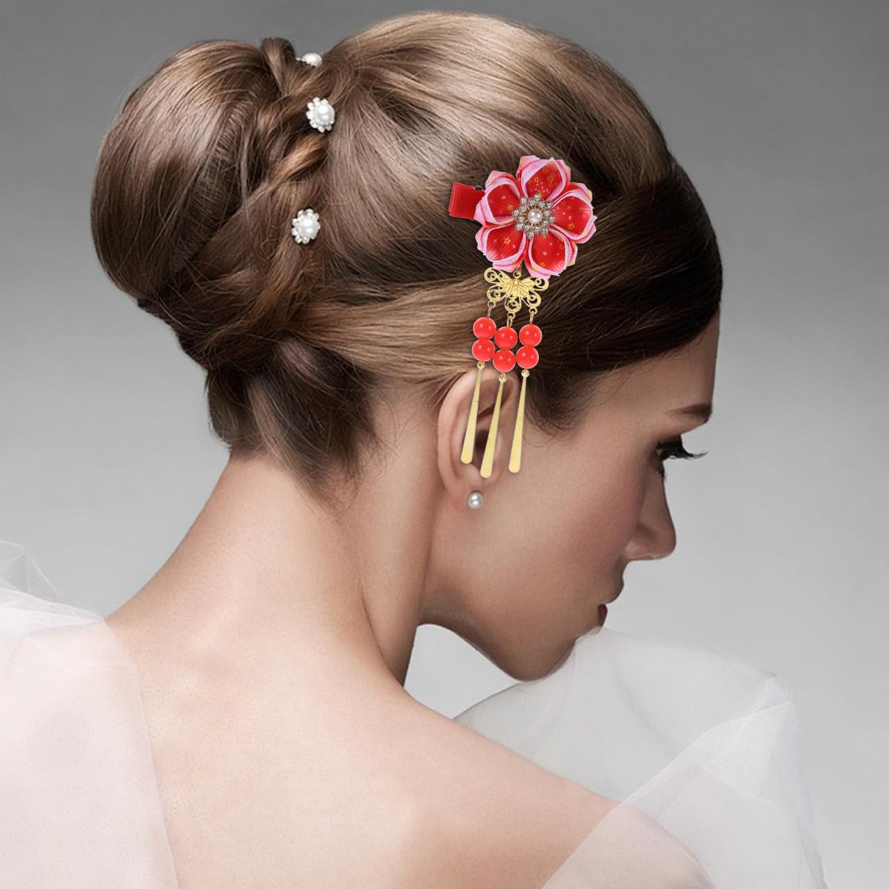 Kimono : pince à cheveux kanzashi pour filles, élégance et style floral – Image 8