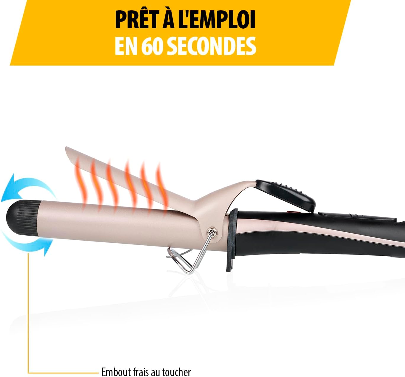 Fer à boucler céramique jusqu'à 180 °C en 60 secondes : pour des boucles parfaites et rapides à réaliser – Image 4